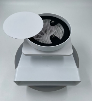 Теневой диффузор для натяжного потолка FoZa d125мм с вентилятором на шарикоподшипнике с выходом на трубу 60х120мм